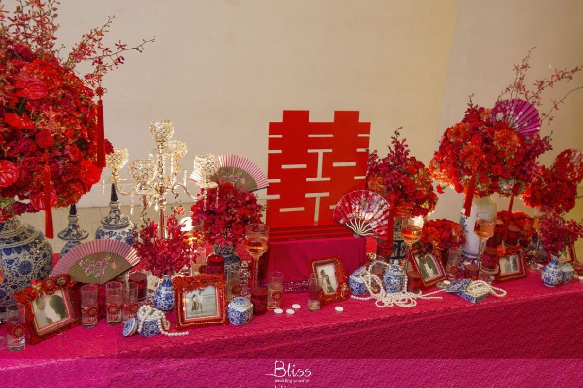 Những biểu tượng này thường được trang trí trên các sản phẩm như thiệp cưới, cổng hoa, tráp lễ, hoặc các phụ kiện trang trí bàn tiệc. (Ảnh: TIFF.vn)