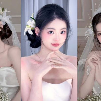 tóc cô dâu mặt tròn