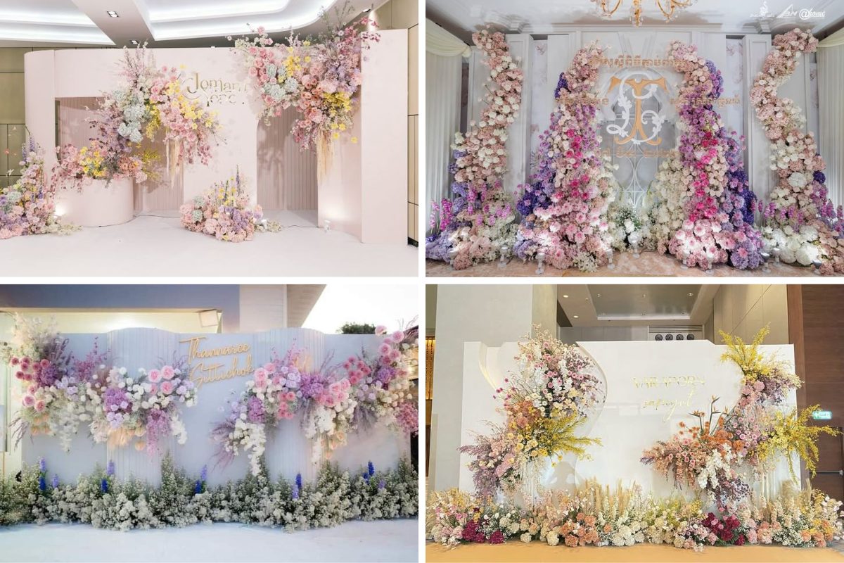 Backdrop hoa tươi sang trọng (Ảnh: sưu tầm)