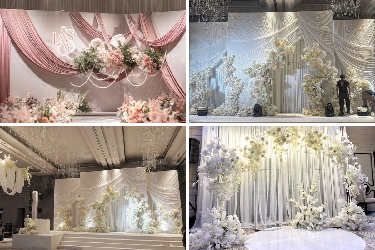 Backdrop vải và đèn sang trọng (Ảnh: sưu tầm)