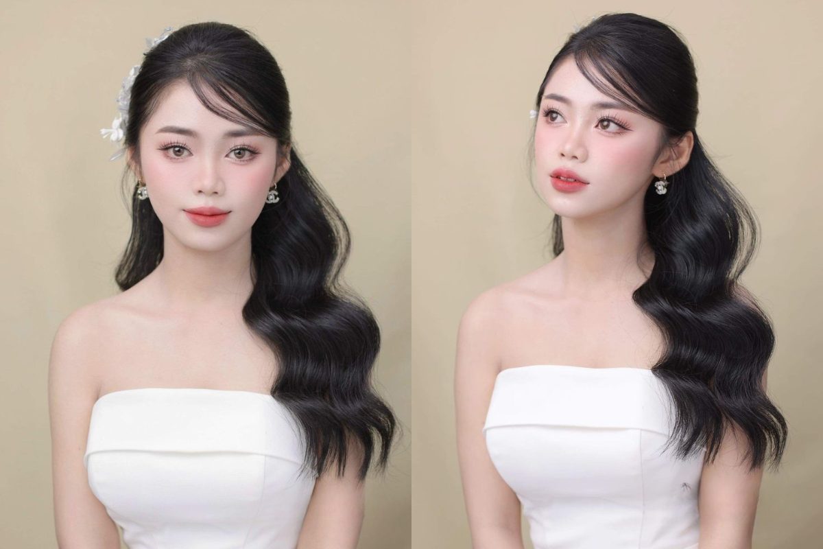 Tóc uốn phồng mái lệch (Ảnh: sưu tầm)