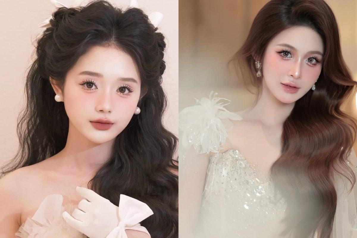 Mẹo chọn kiểu tóc cho cô dâu mặt tròn (Ảnh: sưu tầm)