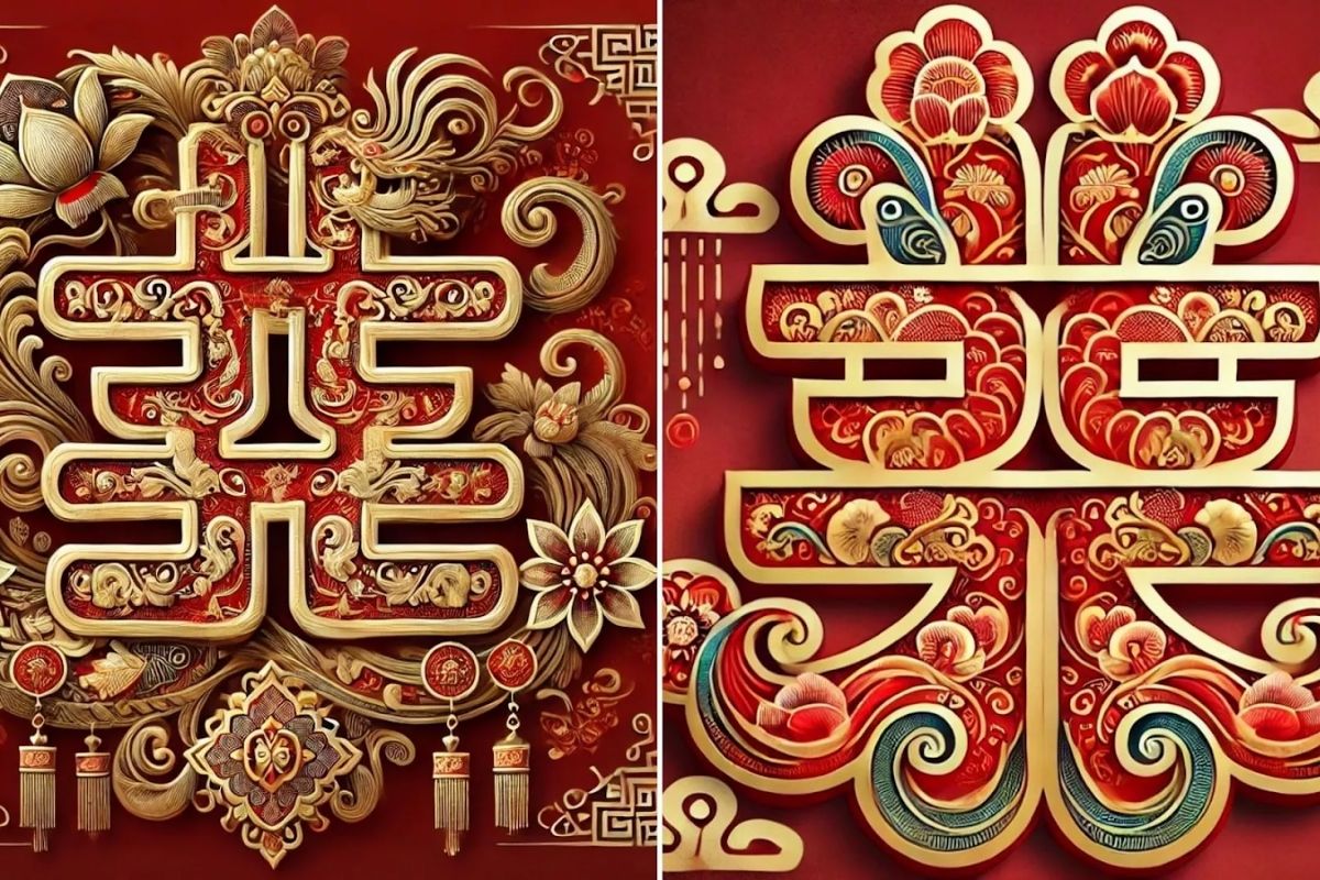 Kiểu chữ hỷ cách điệu mang đến nét độc đáo cho ngày trọng đại (Ảnh: Sưu tầm)