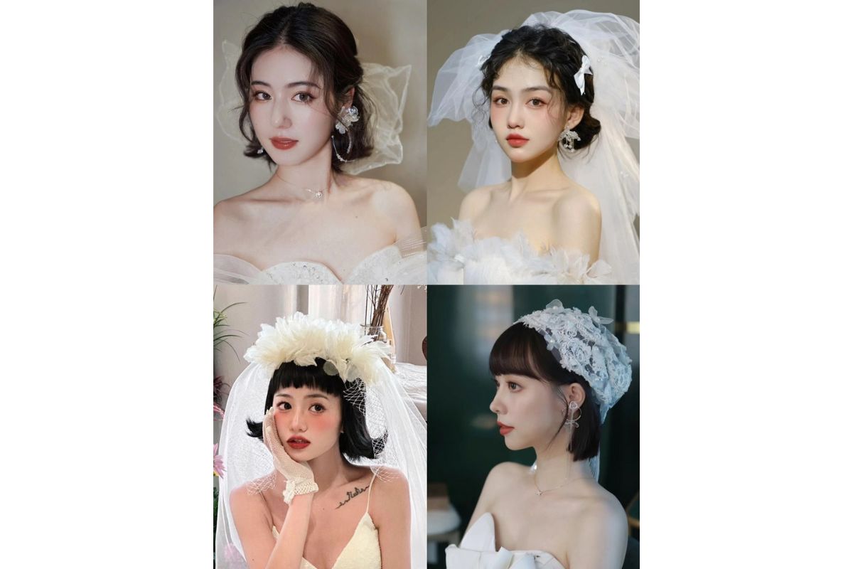 Kiểu tóc ngắn cưới vừa xinh vừa trendy cho nàng dâu hiện đại (Ảnh: Sưu tầm)