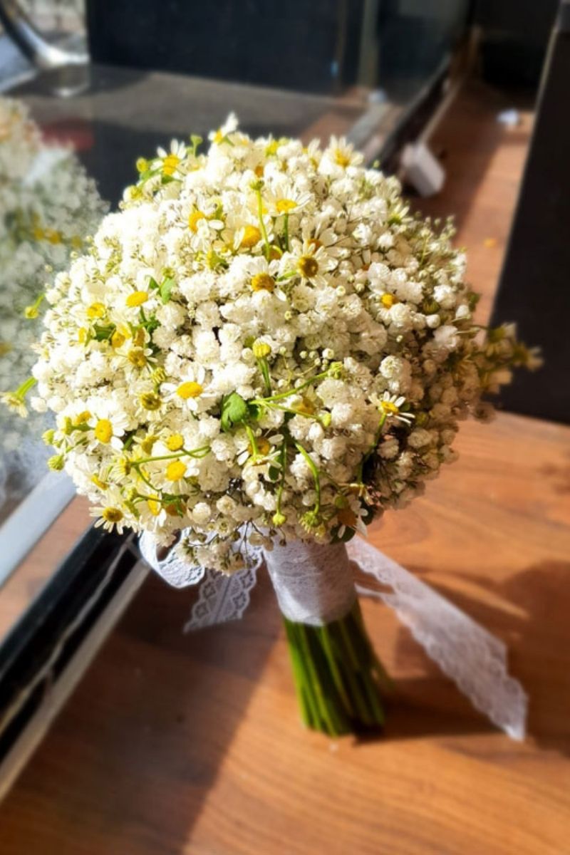 Mẫu bó hoa cúc tana mix baby's breath (Ảnh:Sưu tầm)