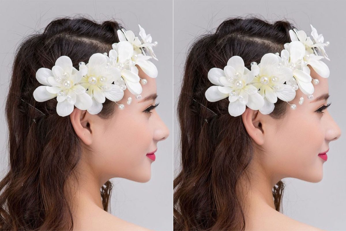 Hoa lan mokara được cài trên tóc cô dâu tạo điểm nhấn nổi bật.(Ảnh: Sưu tầm)