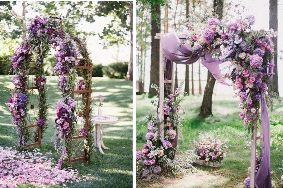 Cổng cưới vòm hoa lụa tím lavender bay bổng (Ảnh: Sưu tầm) 