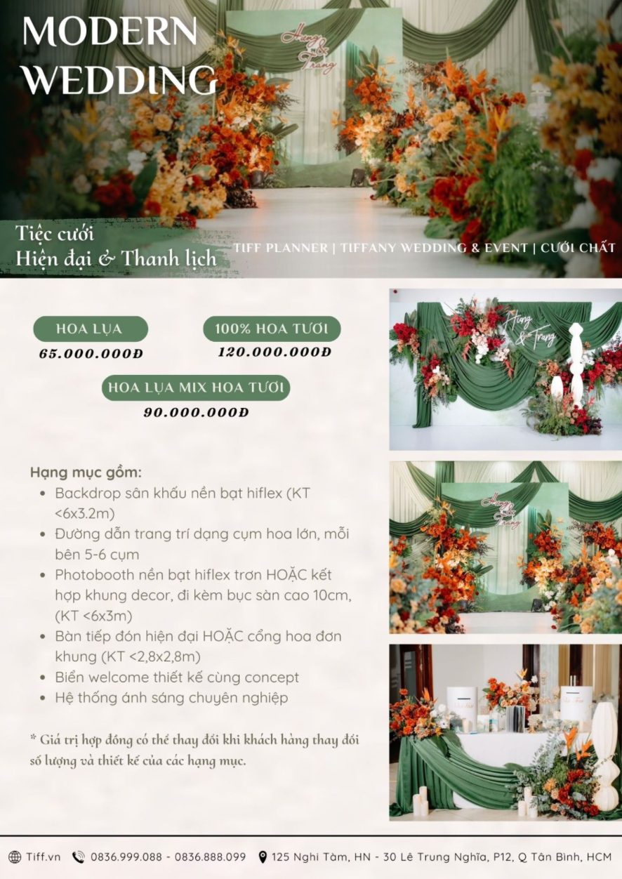 Gói dịch vụ morden wedding của TIFF (Ảnh: TIFF.vn)