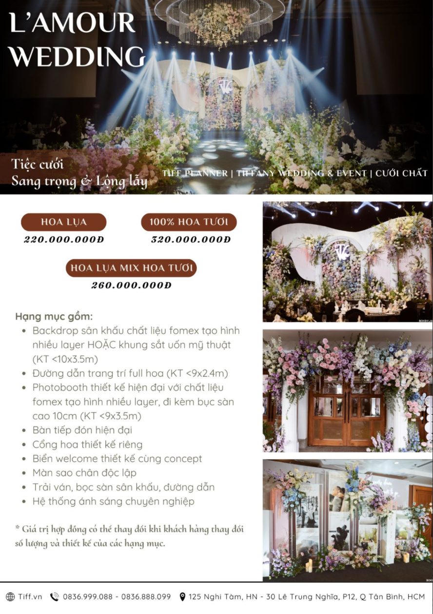 Gói dịch vụ Glamour wedding (Ảnh: TIFF.vn)