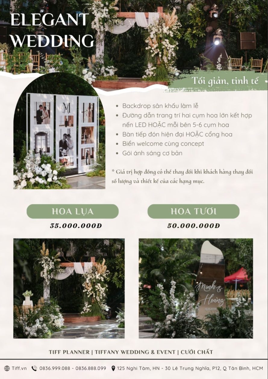 Gói dịch vụ Elegant Wedding (Ảnh: TIFF.vn)