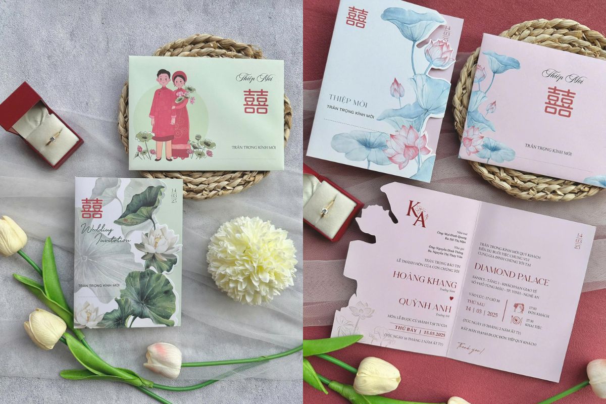 Mẫu thiệp cưới tại Thiệp đẹp Hà Nội (Nguồn: Sưu tầm)