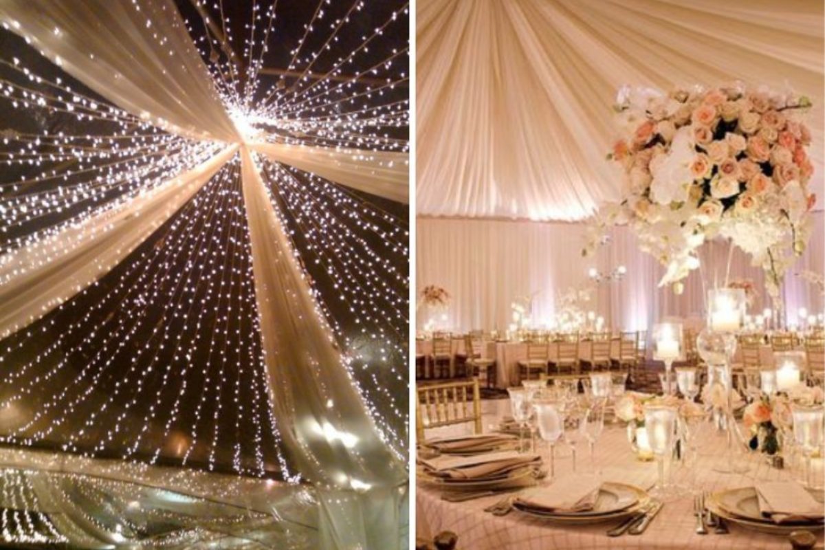 Draping màu trầm ấm phong cách supper club cho tiệc cưới tối. (Ảnh: Sưu tầm)