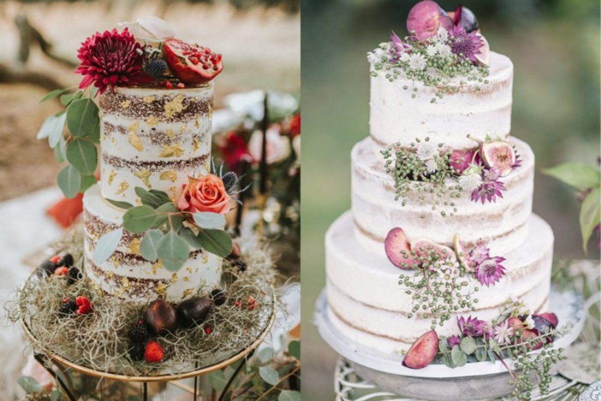 Bánh cưới Naked Cake với hoa tươi nhẹ nhàng. (Ảnh: Sưu tầm)