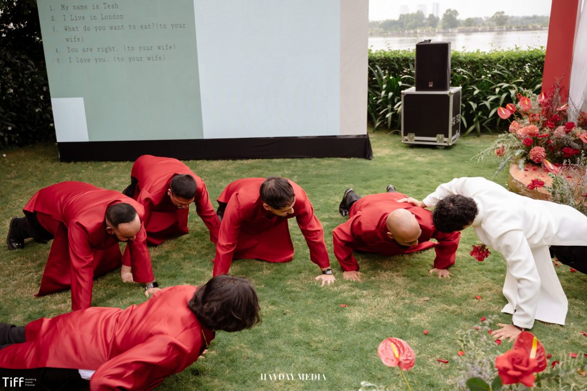 Khách mời tham gia trò chơi ngoài trời trong lễ cưới mùa hè (Ảnh: TIFF.vn)