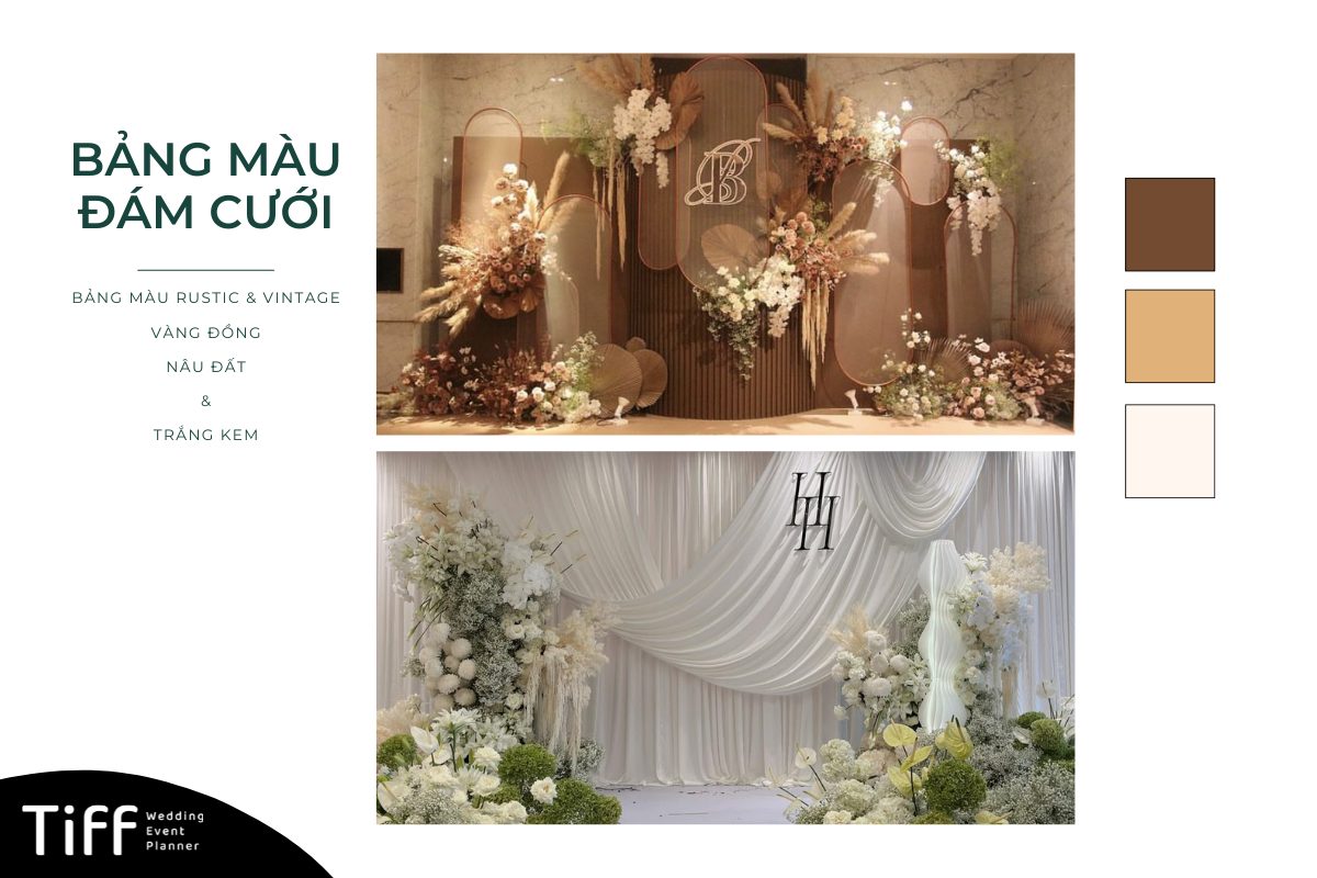 Bảng màu đám cưới phong cách Rustic & Vintage