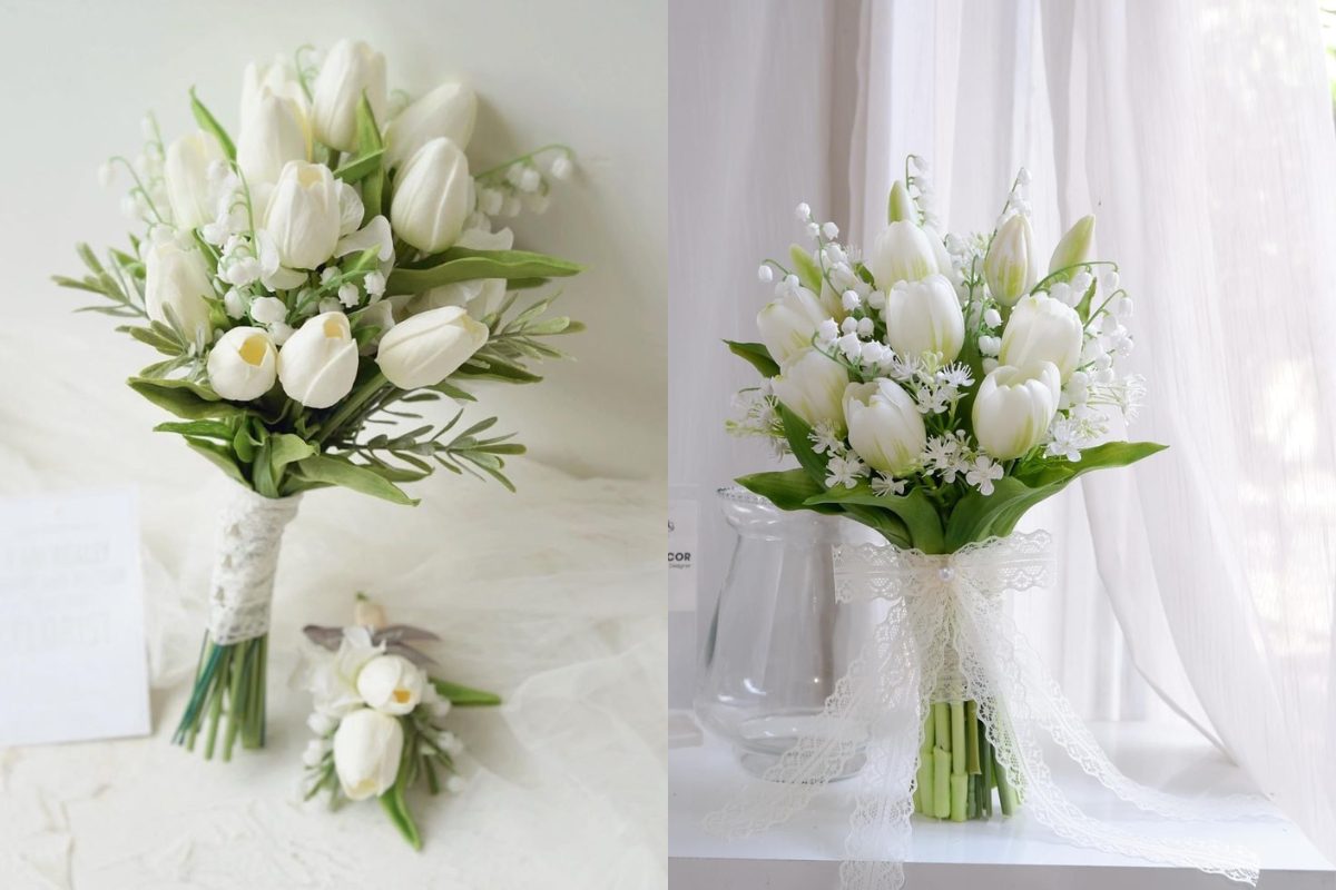 Hoa cưới tulip phong cách cổ điển sang trọng (Ảnh: sưu tầm) 
