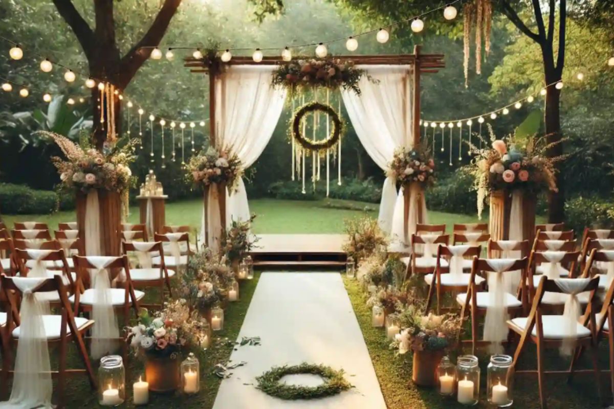 Backdrop giữa vườn cây tràn ngập ánh sáng (Ảnh: Sưu tầm)