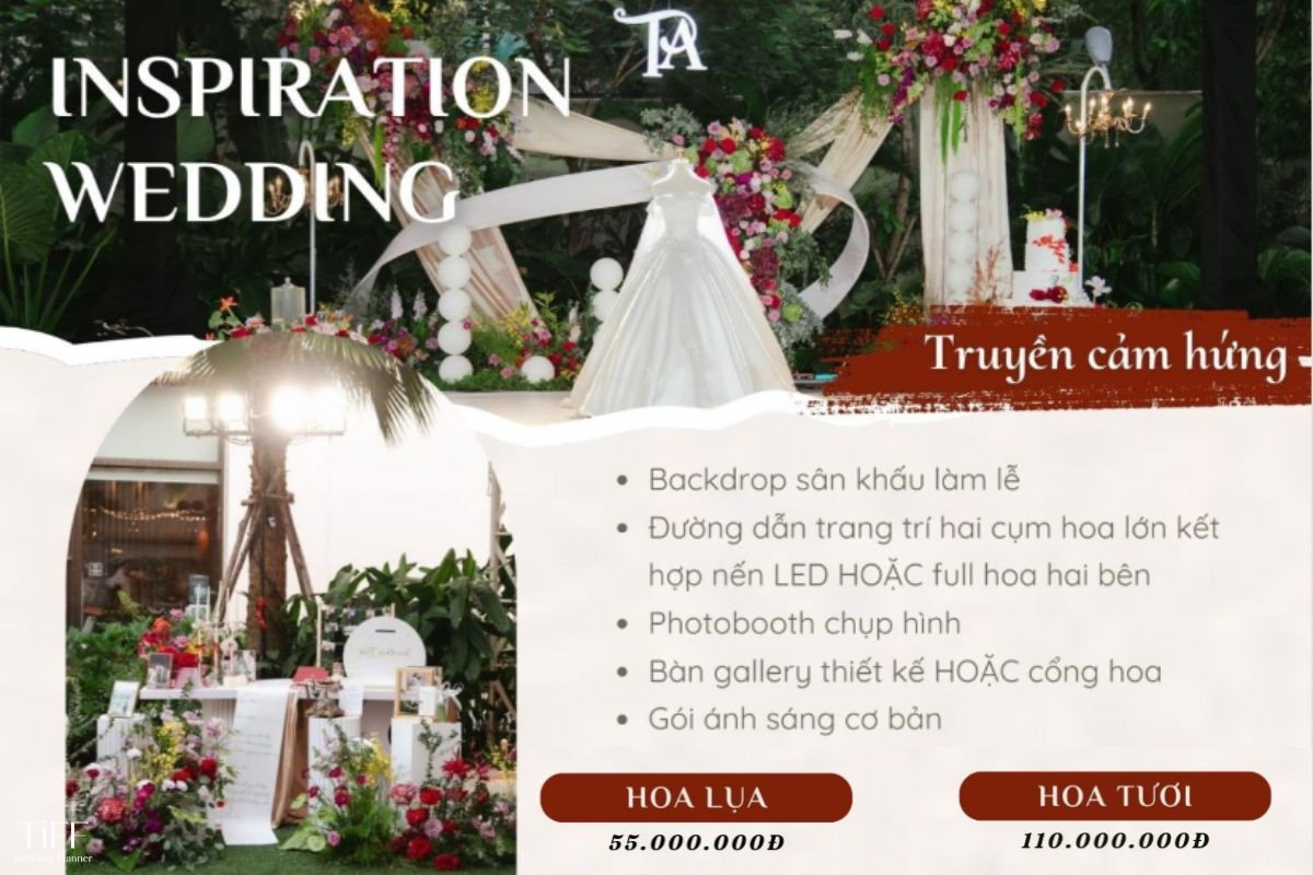 Gói dịch vụ trang trí tiệc cưới ngoài trời Inspiration Wedding có chi phí từ 35.000.000 VNĐ. (ẢNH: TIFF.vn)