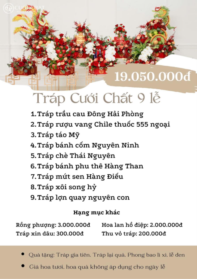 Lưu ý: Giá hoa tươi và hoa quả không áp dụng cho ngày lễ.