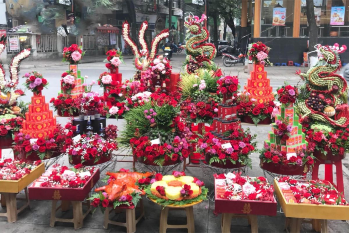 Bộ tráp ăn hỏi 11 tráp truyền thống, mang may mắn và phúc lộc cho đôi tân lang tân nương (Ảnh: Sưu tầm)