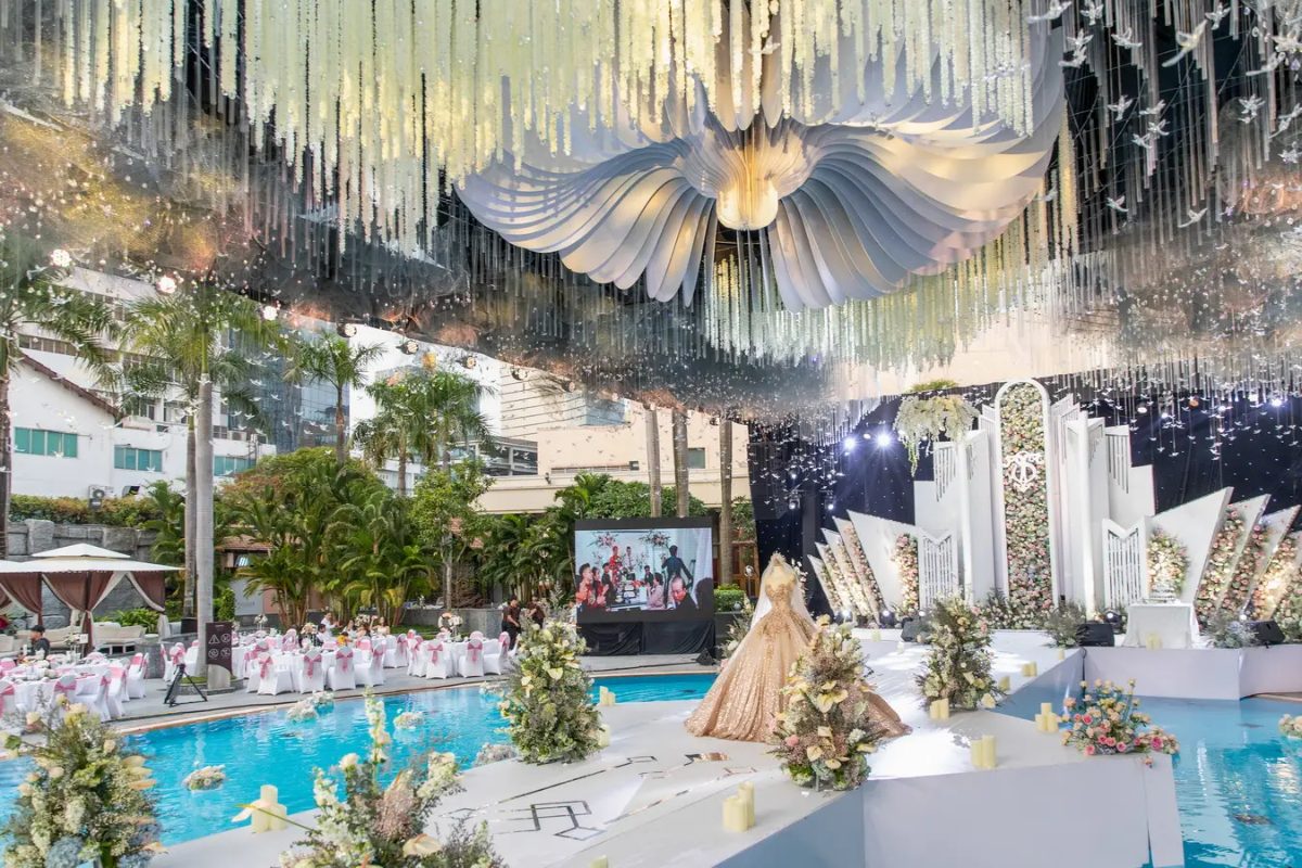 Không gian tổ chức tiệc cưới ở Khu hồ bơi tại Legend Hotel  (Ảnh: sưu tầm)