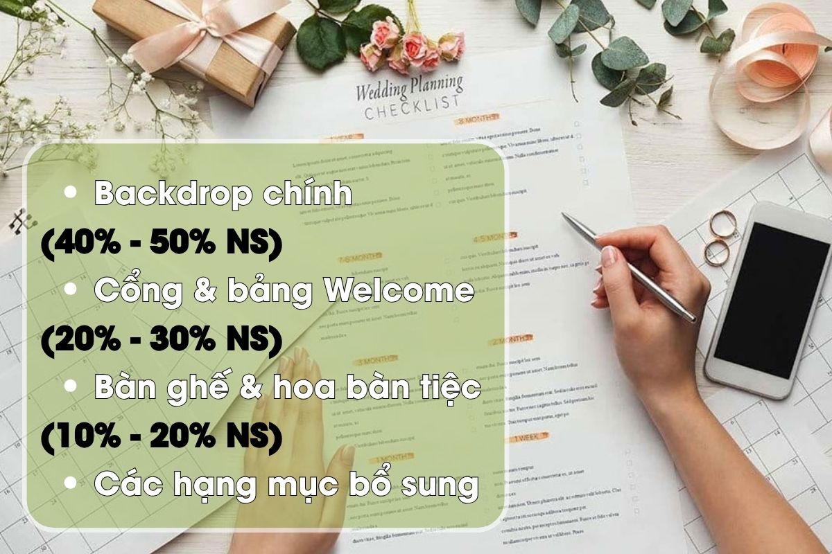 Ưu tiên ngân sách cho các hạng mục trang trí tiệc cưới tư gia (Ảnh: sưu tầm)