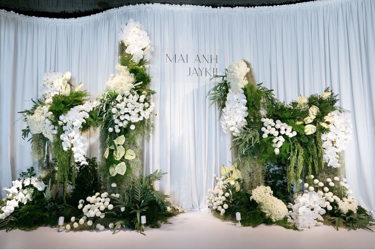 Photobooth tiệc cưới khách sạn do Meraki Wedding trang trí. (Ảnh: Meraki Wedding)