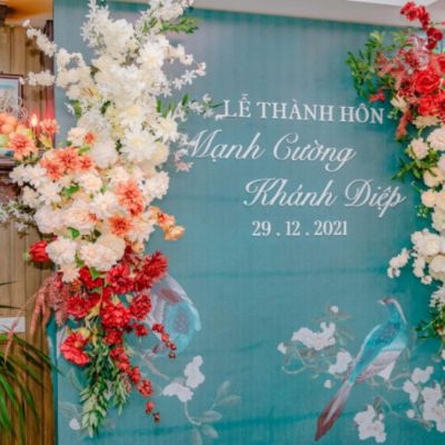 mẫu trang trí gia tiên tone xanh dương