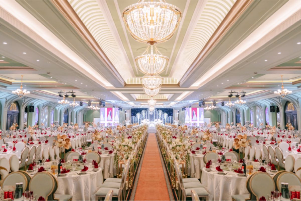 Không gian tiệc cưới rộng rãi tại Trống Đồng Palace Cảnh Hồ, Hà Nội. (Ảnh: TIFF.vn) 