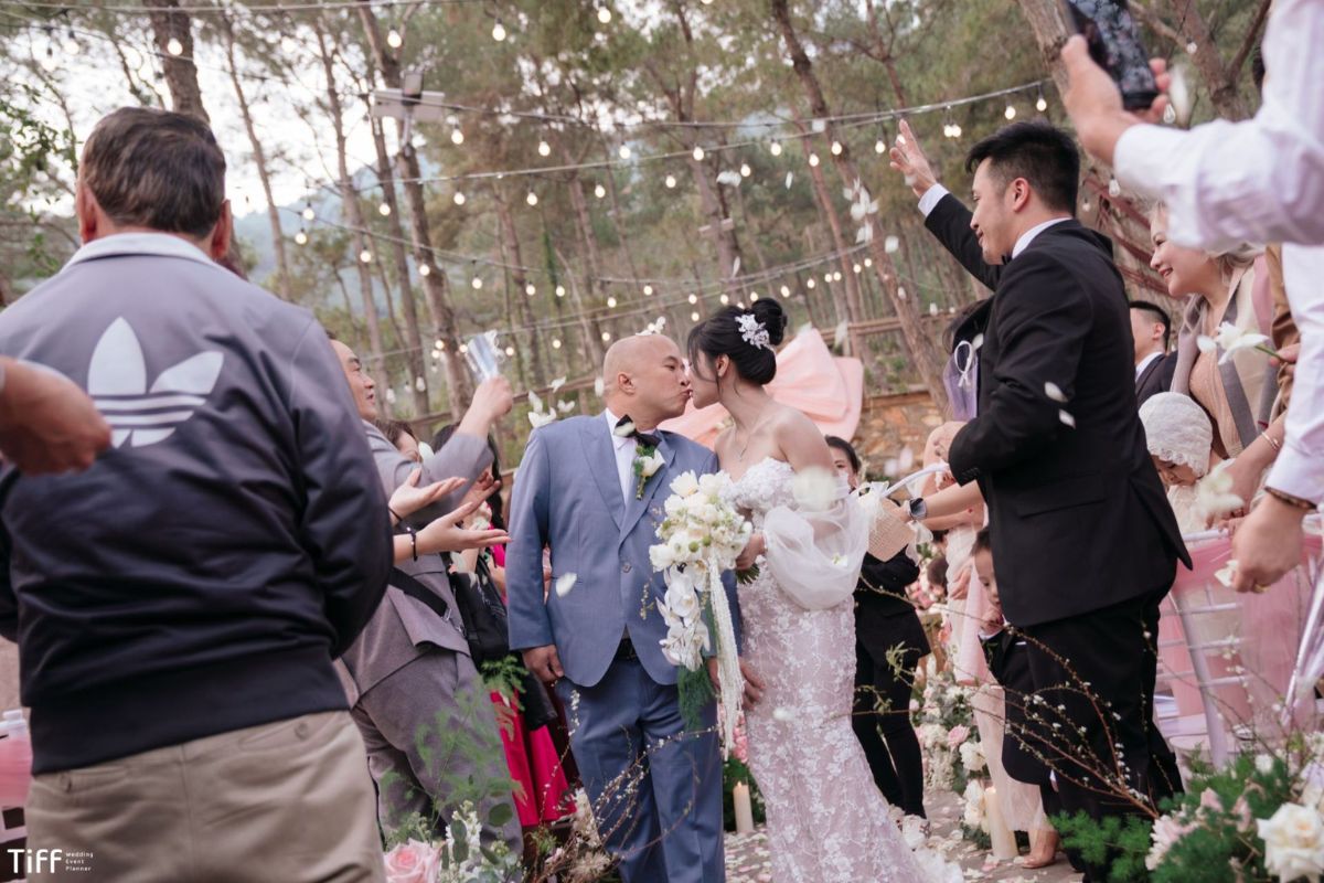 Concept trang trí cưới tại Đồi Llum nổi bật giữa rừng thông (Ảnh: TIFF)