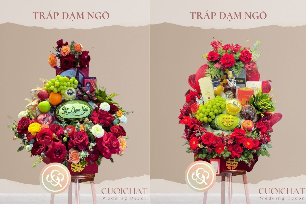 Mẫu tráp dạm ngõ truyền thống thực hiện bởi Cưới Chất Wedding Decor (Ảnh: TIFF)