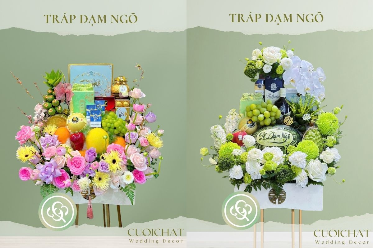 Mẫu tráp dạm ngõ hiện đại thực hiện bởi Cưới Chất Wedding Decor (Ảnh: TIFF)