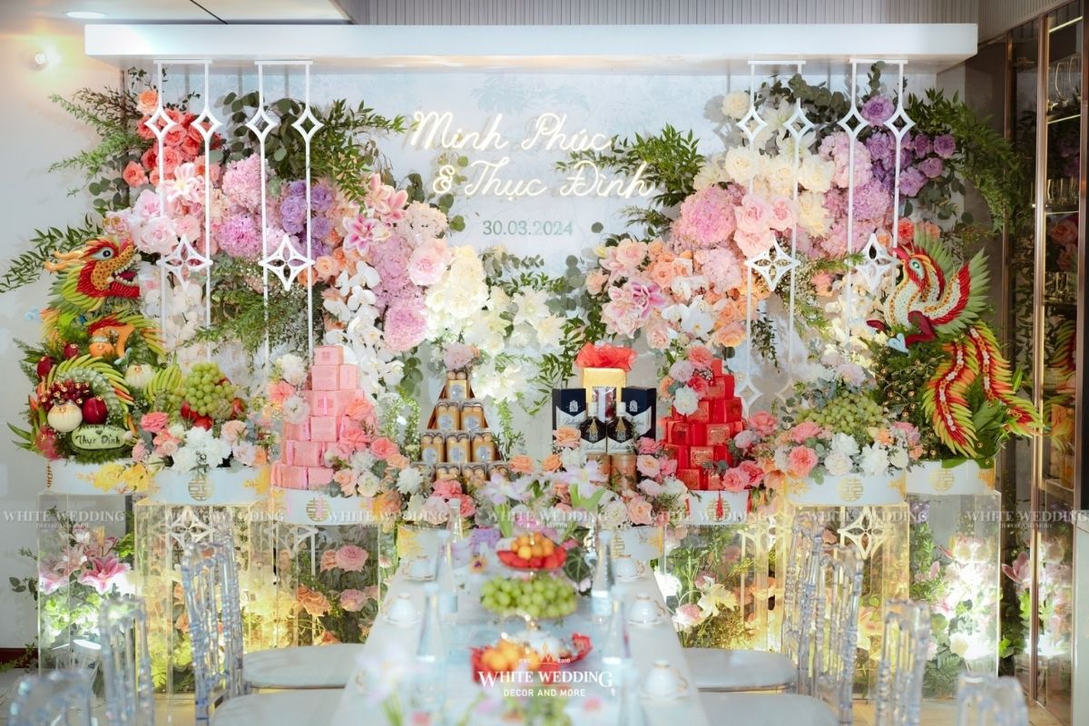 Tráp ăn hỏi gói mâm quả phú quý do White Wedding thực hiện (Ảnh: sưu tầm)