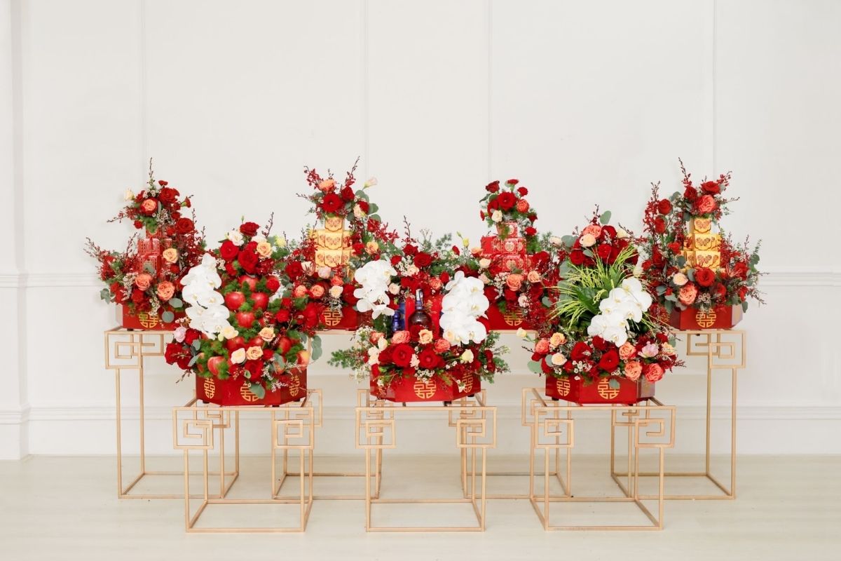 Tráp Ăn hỏi Rồng Phượng cao cấp do Cưới Chất thực hiện (Ảnh: Cưới Chất)