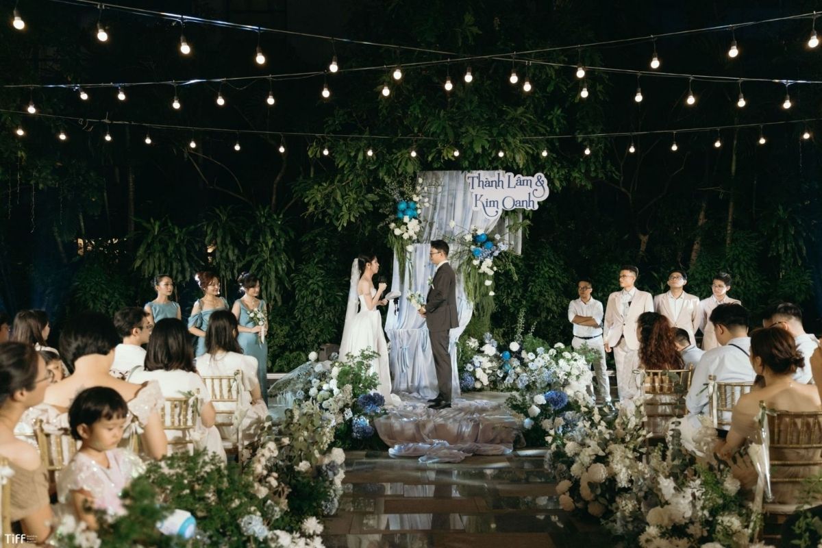 Trang trí tiệc cưới Thành Lâm & Kim Oanh tại Sheraton Hanoi West (Ảnh: TIFF)