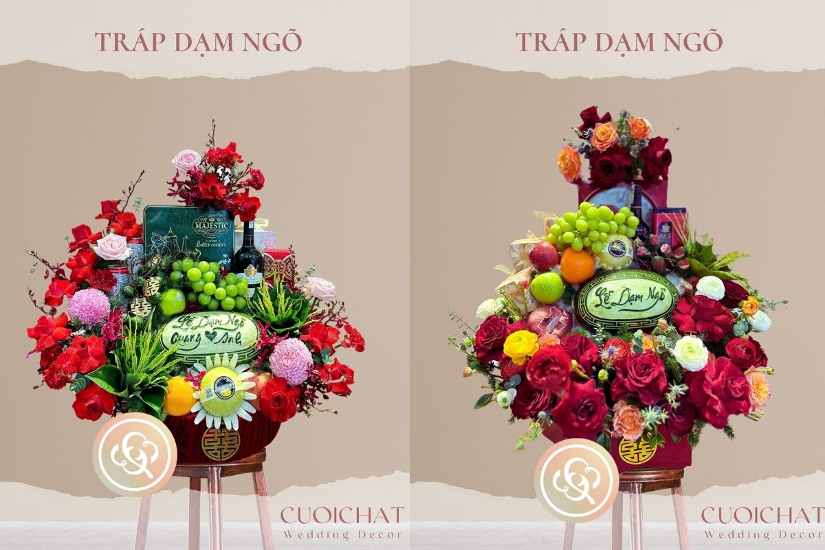 Mẫu tráp dạm ngõ truyền thống thực hiện bởi đội ngũ Cưới Chất Wedding Decor (Ảnh: TIFF)