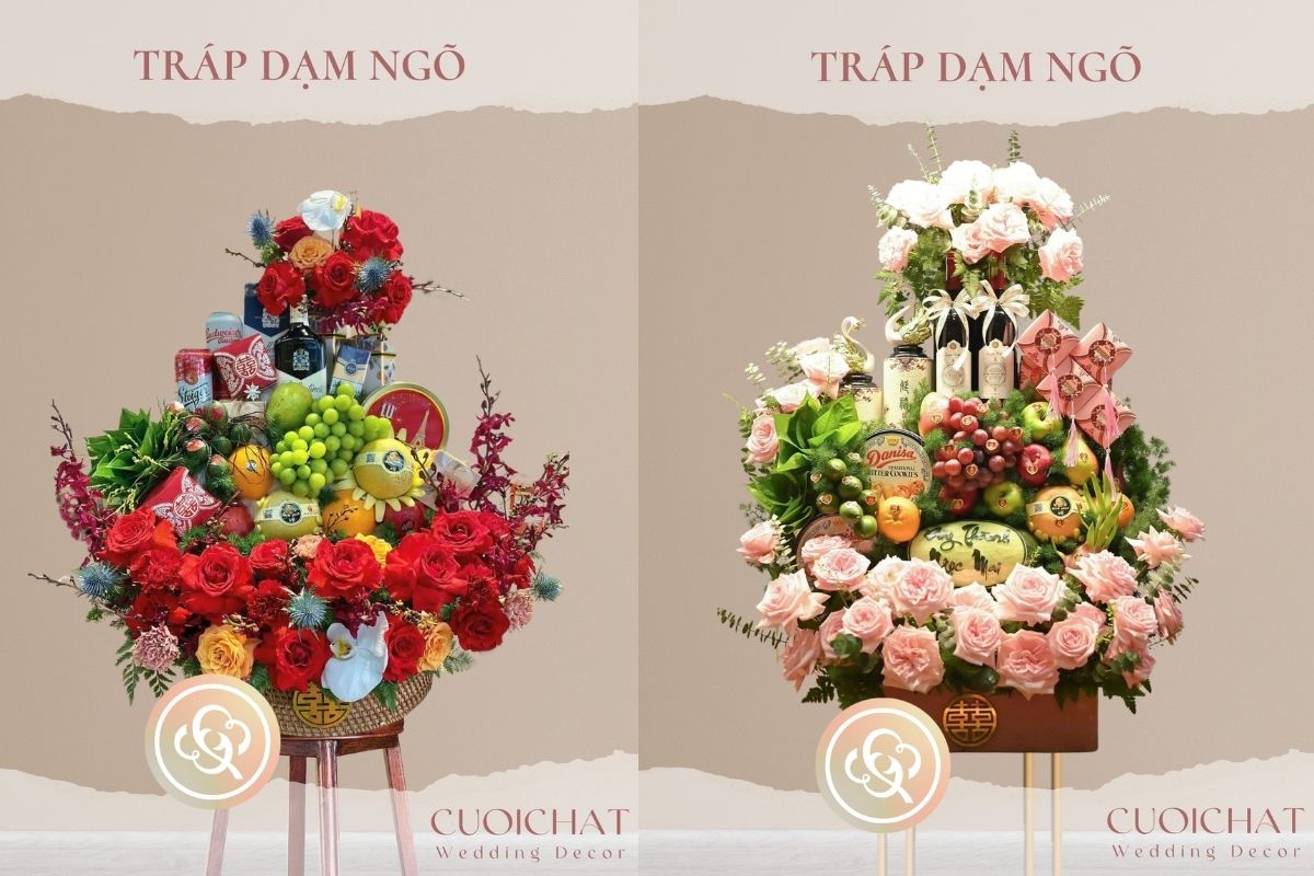Mẫu tráp dạm ngõ truyền thống thực hiện bởi đội ngũ Cưới Chất Wedding Decor (Ảnh: TIFF)