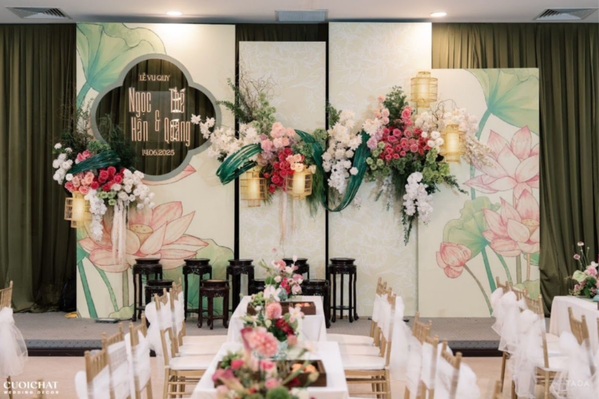 Phông cưới vách cứng sang trọng, mang lại vẻ đẹp hiện đại và bền lâu. (Ảnh: TIFF.vn)