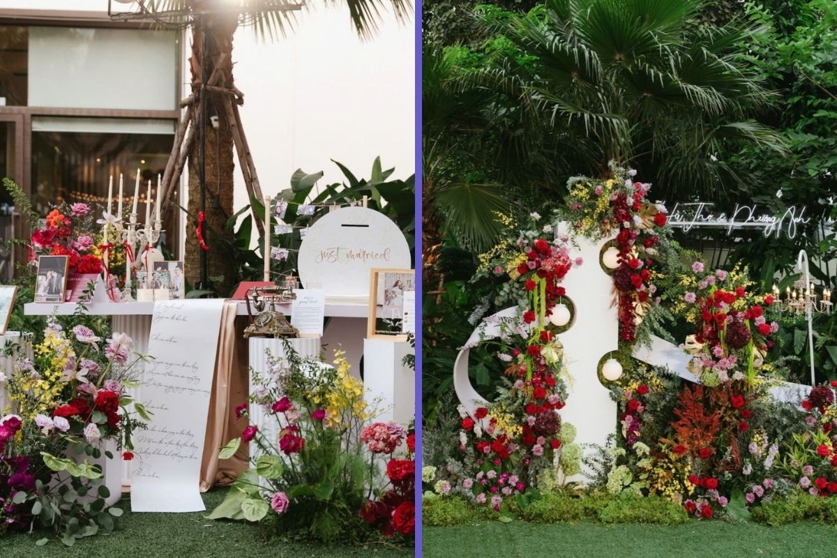 Chi tiết hoa tươi tinh xảo giúp không gian cưới thêm ấn tượng (Ảnh: Sưu tầm)