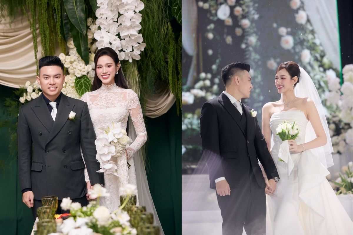 Chồng Hoa hậu Đỗ Hà chọn suit nhà Kim Bespoke để mặc trong tiệc cưới (Ảnh: Kim Bespoke)