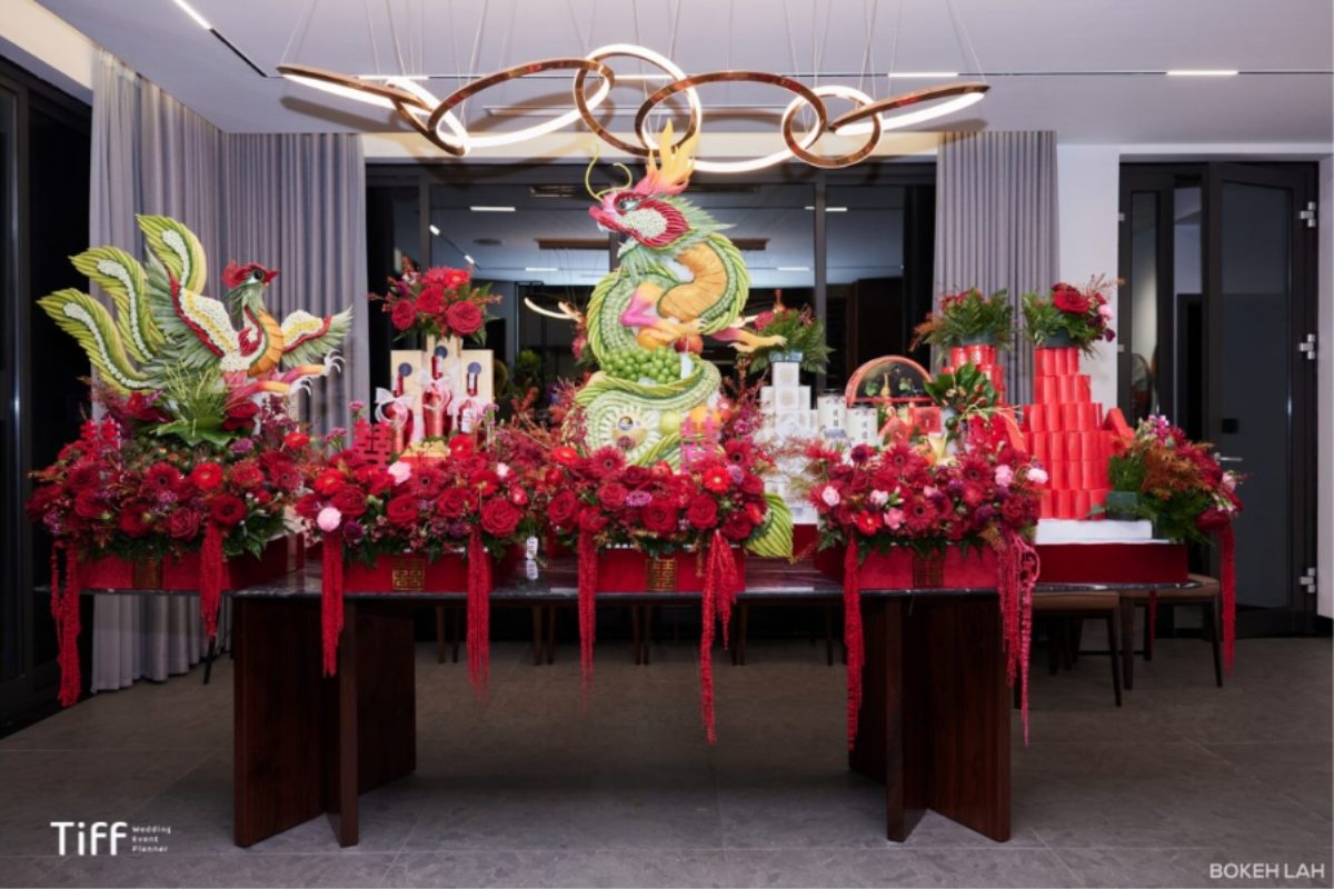 Mâm tráp ăn hỏi tại Miền Bắc. (Ảnh: TIFF.vn) 