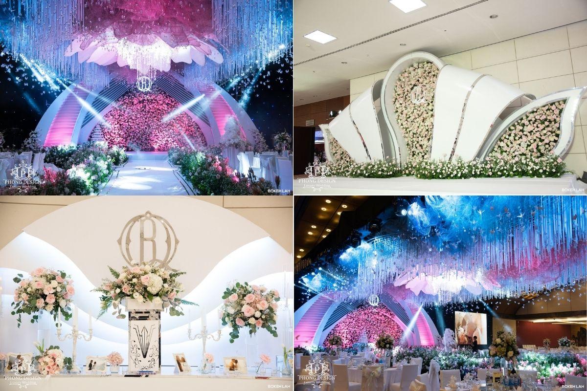 Trang trí tiệc cưới của cô dâu Hương Quỳnh và chú rể Nhật Bình (Ảnh: Phong Design)